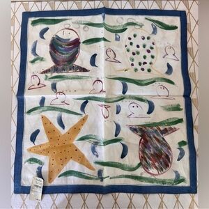 Liz Wain Neiman’s NWT VTG 100% Linen Handprinted Sea Animal Napkins Set of 2
